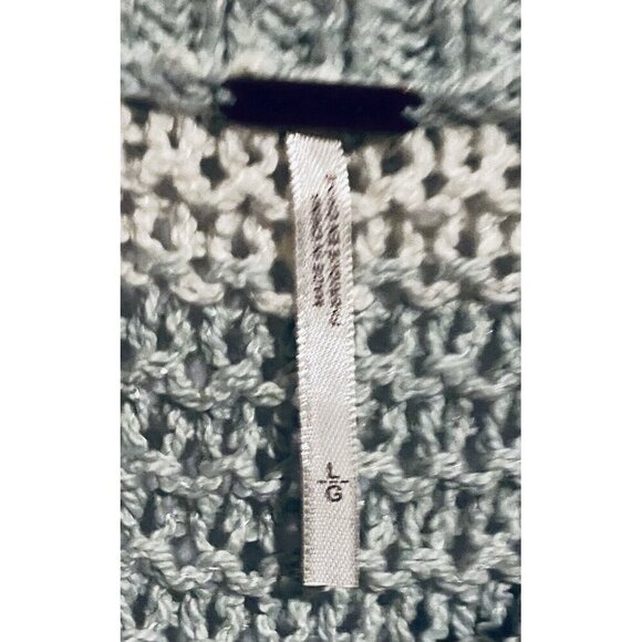 Free People Sweater Womens Large Park Slope Mint Green Ivory Slouchy Beachy - Picture 6 of 9